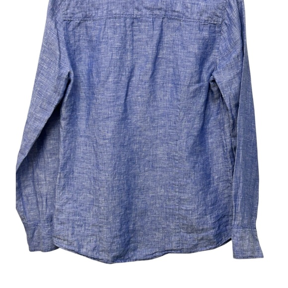 J. Crew Perfect Linen Button Up Shirt Women’s 8 Blue Periwinkle Long Sleeve - Picture 5 of 7